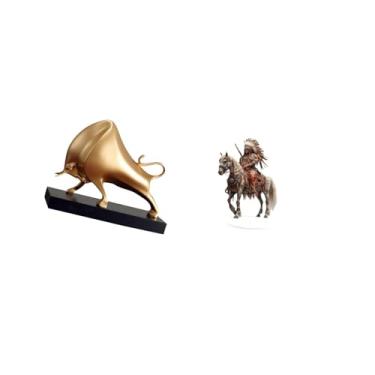 Imagem de Fenteer Escultura de Cavaleiro Touro, Estátua Abstrata de Mesa de Boi em Acrílico, Estatueta de Gado, Peça Central, Decoração para Casa, Presente à Prova D