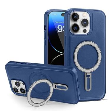 Imagem de Capa de couro magnético de luxo para iphone 14 13 12 11 Pro Max para Samsung S23 Ultra Plus com capa de suporte de anel invisível, T4, para iPhone 11Pro Max