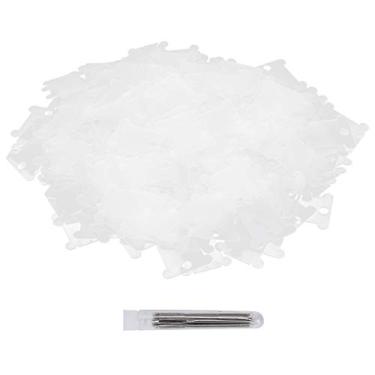 Imagem de YOUTHINK Organizadores de Linha de Plástico Branco 300 Unidades Suporte de Cartão de Bobinas de Fio de Plástico Branco para Armazenamento de Costura Artesanal de Ponto Cruz, Inclui Agulhas de Costura, Perfeito para Organizar Linhas