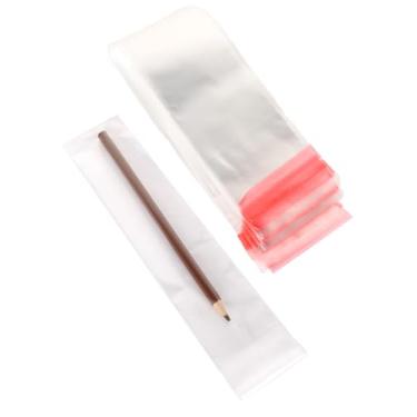Imagem de 100 sacos de celofane autovedantes, sacos de PVC transparente de 5 x 23 cm, bolsa resselável para embalar canetas, velas, presentes, pincéis