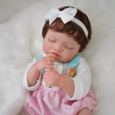 Imagem de Brastoy Bebê Reborn Boneca Silicone Menina Pintada 48cm Original (Olhos Fechados)