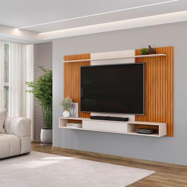 Imagem de Painel Ripado Para Tv Até 70 Polegadas Leo Freijó/off White - Dj Móveis