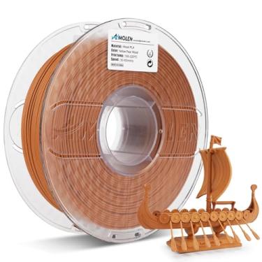 Imagem de AMOLEN Filamento de impressão PLA madeira de 1,75 mm, filamento de impressora 3D adiciona 15% de fibra de madeira real, filamento 3D fosco e fosco, filamento PLA de 1,75 impressão 3D, 1 kg