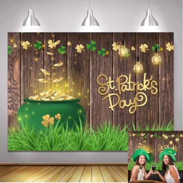 Imagem de Fundo de festa feliz dia de São Patrício, 20 x 1,8 m, vintage, trevo da sorte, trevo da sorte, cenário fotográfico, celebração do dia de São Patrício, eventos, decoração, banner