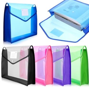 Imagem de Pasta de arquivo expansível grande de 5 peças B4 pastas organizadoras de impostos de plástico organizador de pastas de arquivos de viagem para gavetas, pastas de envelope de plástico com fecho de