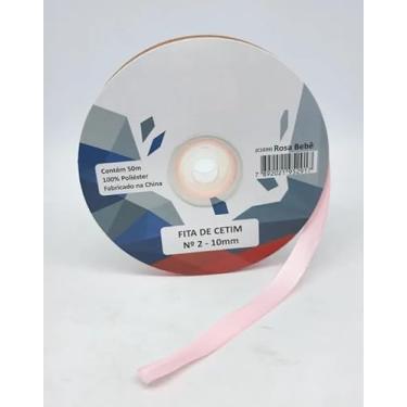 Imagem de Fita de Cetim Simples 10mm N°2 com 50 Metros - UNIDADE - Escolha a Cor (ROSA BEBÊ - C1039)