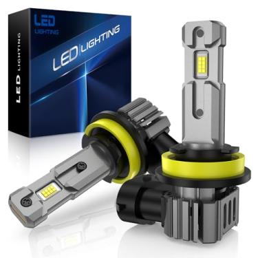 Imagem de XRKJCAR Lâmpadas LED de neblina H11/H8/H16 ou DRL, 6000 lúmens 6500K luz branca fria, 300% de brilho, substituição de lâmpadas de neblina de LED CSP para carros, brincar e ligar (pacote com 2)