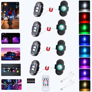 Imagem de Mini luzes LED estroboscópicas sem fio com controle remoto para carro, luzes de brilho para bicicleta suja, Ebike, 8 cores, magnético IP65 para interior de carro, motocicleta, acampamento, casa