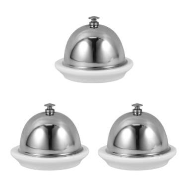 Imagem de Tofficu Manteigueira De Cerâmica Com 3 Peças E Cúpula Aço Inoxidável, Recipiente Redondo Para Guardar Queijos, Bandeja Exibição Cupcakes (3)