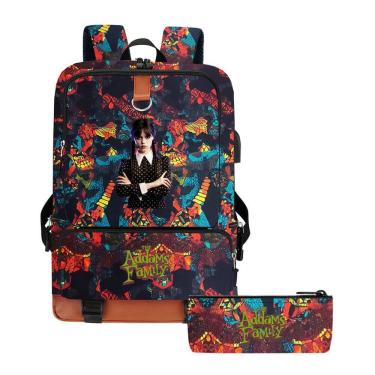 Imagem de Mochila escolar às quartas-feiras, desenho animado para crianças, 2 unidades/conjunto