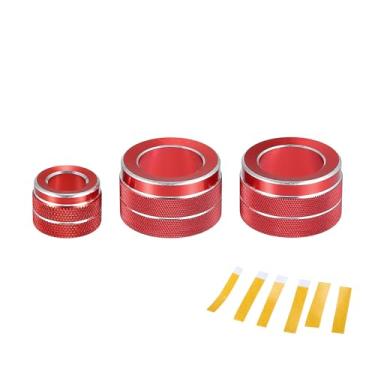 Imagem de Hihaha Anel de cobertura de botão de controle de volume de rádio ar condicionado AC para BMW F10 2011-2016 / acabamento interior decalque/liga de alumínio elegante/3 peças vermelhas