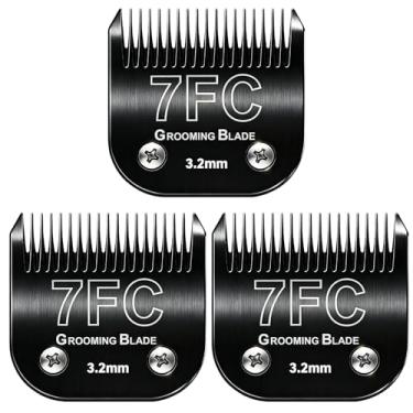 Imagem de MEMIRY 3 peças de lâminas removíveis tamanho 7FC, compatíveis com Andis, Oster A5, Wahl KM10 Series Clippers, comprimento de corte 3,2 mm, preto (7FC 3,2 mm, 3 peças)