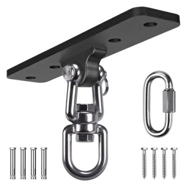 Imagem de SELEWARE Gancho para saco de pancadas, capacidade de 408 kg, suporte de teto giratório de 360° para viga de madeira e concreto, cabide de boxe resistente para MMA, Muay Thai, ioga aérea, balanço de