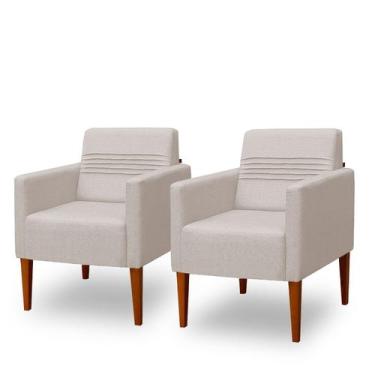 Imagem de Conjunto 02 Poltronas Decorativa 01 Lugar Aila - Due Decor, Linho Prim