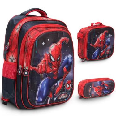 Imagem de Kit Mochila Bolsa Masculina Escolar Spider Man Costa Barata - TOYS 2U