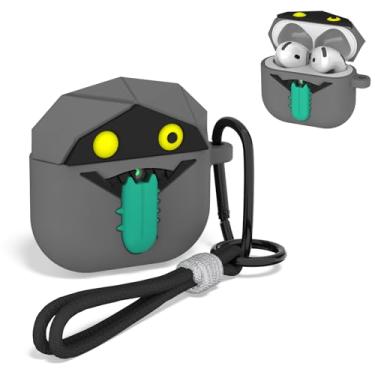 Imagem de OAJ Capa protetora engraçada para AirPods com cordão e mosquetão, capa protetora à prova de choque com personagem de desenho animado 3D para AirPods 4 (Pateta)