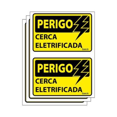 Imagem de Combo 3 Placas De Sinalização Perigo Cerca Eletrificada 15x20 Ecom IA 