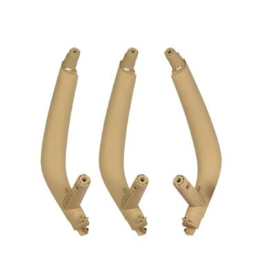 Imagem de 3 pçs/set esquerda direita maçaneta das portas internas do carro puxar guarnição capa preto bege Compatível com bmw x5 x6 f15 f16 2014 2015 2016 2017 2018(Beige-RHD)