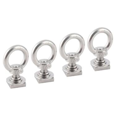 Imagem de Diydeg Âncora de Amarração para Montagem Em Trilho T para Rack de Teto, 4 PCS M8 Parafuso de Olhal Em Forma de Anel de Aço Inoxidável Porca de Olhal de Aço Inoxidável Anéis de Amarração (Prata)