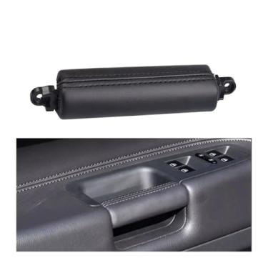 Imagem de Porta interior do carro esquerda direita motorista puxador de couro substituição Compatível com vw touareg 2003 2004 2005 2006 2007 2008 2009 2010(Black)