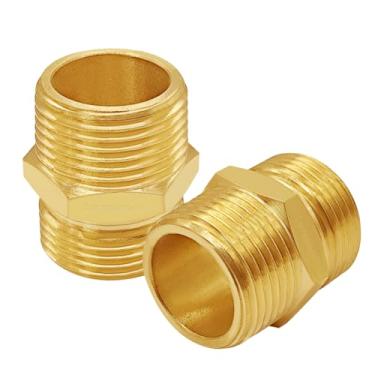 Imagem de Lovegarden 2 peças de conector macho de 3/10.2 cm GHT para NPT, adaptador de conversão de mangueira de jardim de latão para jardim, cozinha, irrigação, chuveiro, linha de abastecimento de água ao ar