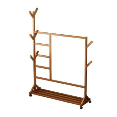 Imagem de Suporte de chapéu, cabideiro, chão, quarto, madeira maciça, tipo galho, sapateiro, multifuncional, simples, armazenamento, corredor, árvore, (marrom)