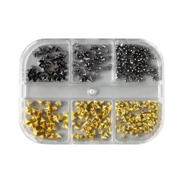 Imagem de Rebites De Unha Punk Dourados, Prateados E Pretos, Tachas De Metal Em 