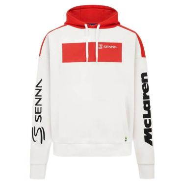 Imagem de Blusa Moletom McLaren F1 Team x Ayrton Senna Branca e Vermelha-Masculino