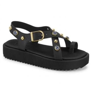 Imagem de Sandália Feminina Moleca Casual Papete Detalhe em Pedrarias Flatform T