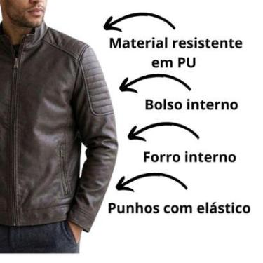 Imagem de Jaqueta Masculina Couro PU Peluciada Forrada Premium-Masculino
