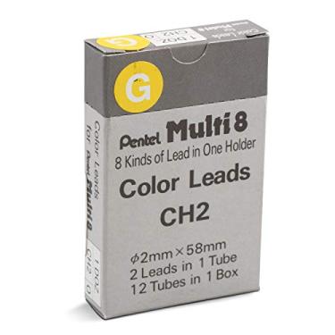 Imagem de Lápis de chumbo de 8 cores da Pentel Arts, amarelo, 24 peças de chumbo (CH2-G)