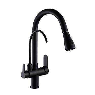 Imagem de GKEKWMX Torneira de pia de cozinha para bar comercial de casa de fazenda, filtro torneira de cozinha de níquel escovado latão torneira de cozinha com água pura, torneira de cozinha