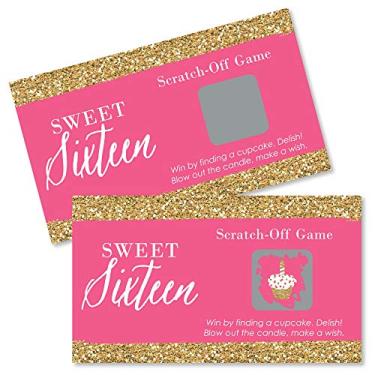 Imagem de Big Dot of Happiness Chic 16º Aniversário - Rosa e Ouro - Cartões de raspar Jogo de Festa de Aniversário - 22 unidades