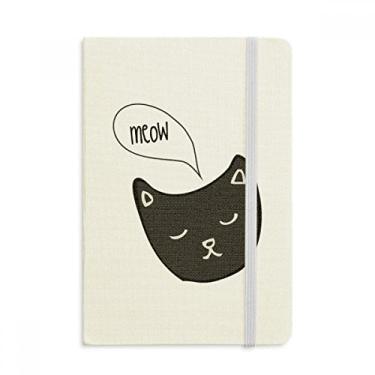 Imagem de Caderno preto com cabeça de gato Mewing Animal oficial de capa dura de tecido diário clássico