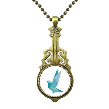 Imagem de DIYthinker Colar com estampa de pombo de granada abstrata origami joia de guitarra antiga pingente de música