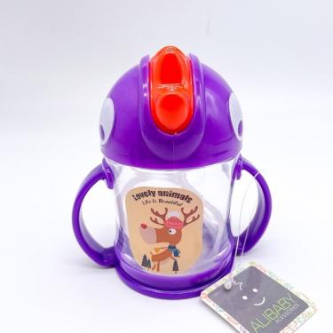 Imagem de Garrafa Infantil De Pl stico Com Canudinho - 300ml Roxo