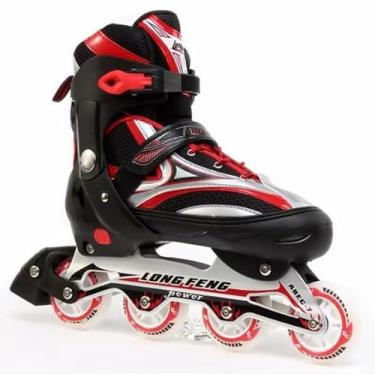 Imagem de Patins In-line (em Linha) Semi Profissional Long Feng Ajustável Roller Abec 7 (Vermelho, 40 ao 43)