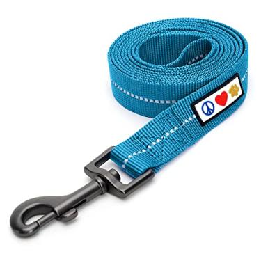 Imagem de Pawtitas Coleira reciclada para cães de 1,8 m com linha costurada refletiva na lateral | Coleira refletiva pequena para cães feita de garrafas de plástico coletadas dos oceanos – Coleira para cachorro