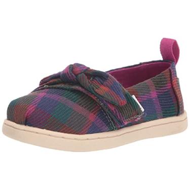 Imagem de TOMS Mocassim Alpargata para meninas, Xadrez fúcsia escuro, 17