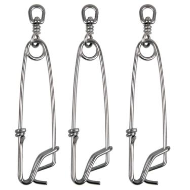 Imagem de VATEICO Clipes de pressão longline, 3 peças/6 peças de aço inoxidável para pesca, clipes de atum, cabides de ramo de linha longa, botões de pressão, boia de pesca, chamariz, equipamento de pesca fácil