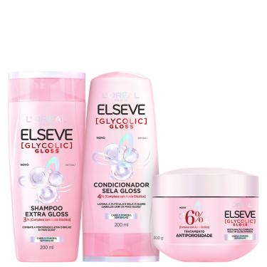 Imagem de Kit Elseve L’Oréal Paris Glycolic Gloss Essential Trio (3 Produtos)