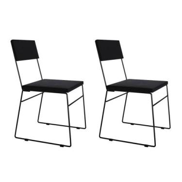 Imagem de Kit 2 Cadeiras de Jantar Málaga Assento Veludo Preto - ASTURIAS