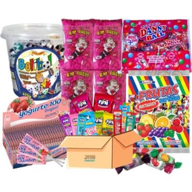 Imagem de Kit Doces 50 Sacolinhas Surpresa Guloseimas Pipoca doce Bala Fini Pirulito Bolinha de Chocolate Bala Mole Chiclete Festa Infantil