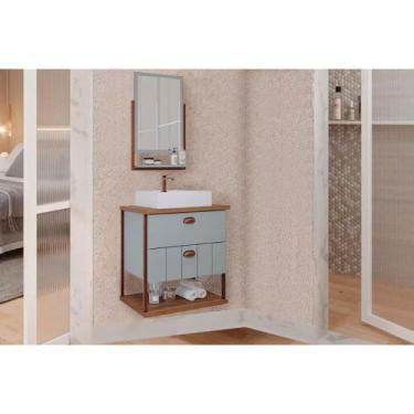 Imagem de Bancada de Banheiro Balcão Suspenso c/ Cuba 65cm e Espelheira Uni Pist