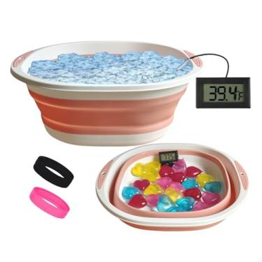 Imagem de Tigela facial para banho de gelo, kit de tigela de imersão de rosto frio, tigela dobrável para banho de gelo facial com cubos reutilizáveis, tigela de rosto portátil com mergulho a frio, tigela de