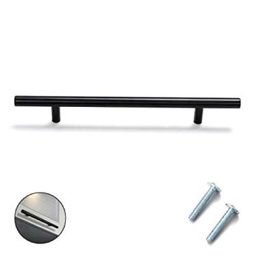 Imagem de Puxadores de hardware de armário de cozinha modernos, maçaneta de porta de armário de armário de liga de alumínio sólido, puxadores de gaveta de móveis de banheiro, com parafusos, preto fosco (centro