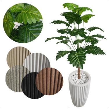 Imagem de Bananinha Artificial Folhas Verdes Grande Vaso Decoração - Flor de Men