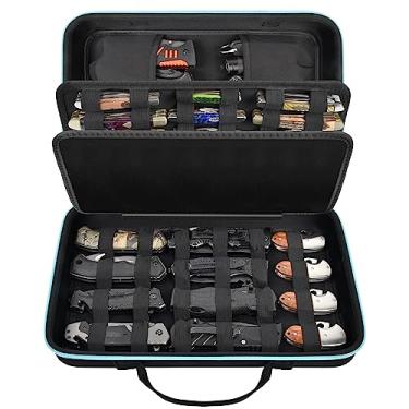 Imagem de Caixa de exibição de facas para mais de 45 facas de bolso, bolsa de armazenamento de facas de borboleta, caixa organizadora dobrável, protetor de coleta de facas para sobrevivência, tática, ar livre, cozinha, mini faca EDC
