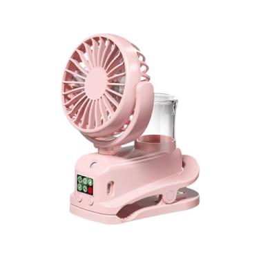 Imagem de Bothyi Ventilador de encaixe com spray de água Mini ventilador de nebulização Moda Pessoal Antiderrapante Spray de resfriamento Portátil para dormitório de, Rosa