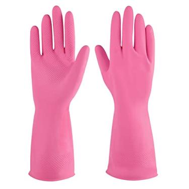 Imagem de IUCGE Luvas De Limpeza Borracha Rosa, 6 Pares, Para Uso Doméstico, Reutilizáveis Lavar Louça E Cozinha (6, Gg)